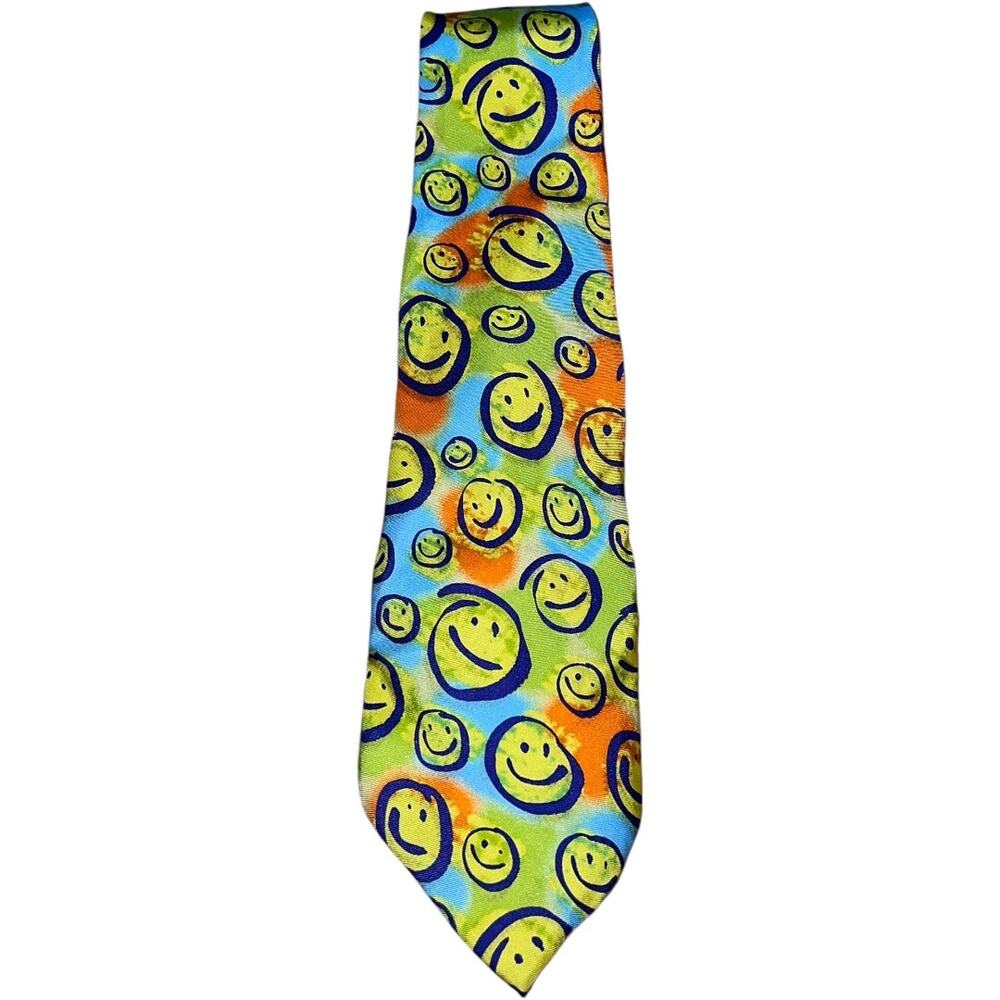Eagle Neckwear Smiley Face Emoji Novelty Silk Neck Tie Men's Multi 57" Length